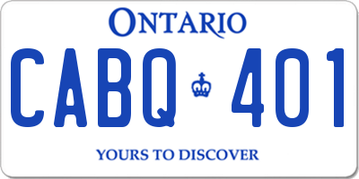 ON license plate CABQ401