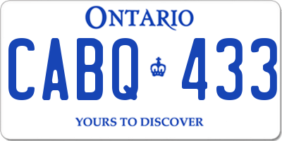 ON license plate CABQ433