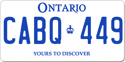 ON license plate CABQ449