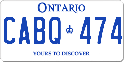 ON license plate CABQ474