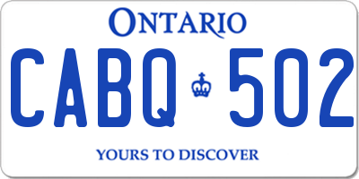 ON license plate CABQ502