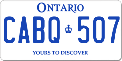 ON license plate CABQ507