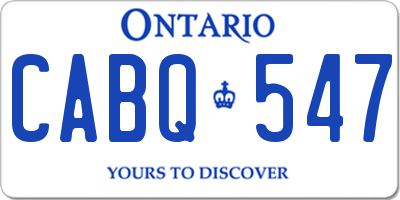 ON license plate CABQ547