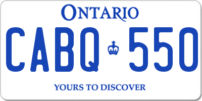 ON license plate CABQ550