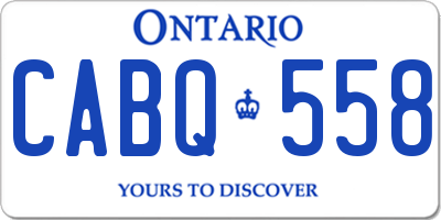 ON license plate CABQ558