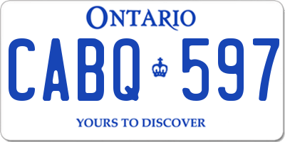 ON license plate CABQ597