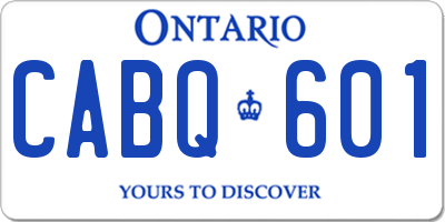 ON license plate CABQ601