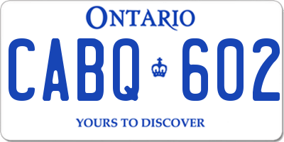 ON license plate CABQ602