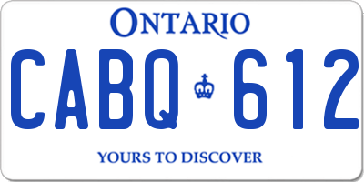 ON license plate CABQ612