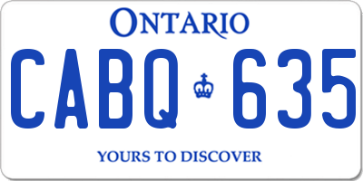 ON license plate CABQ635