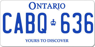 ON license plate CABQ636