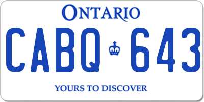 ON license plate CABQ643