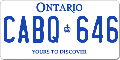 ON license plate CABQ646