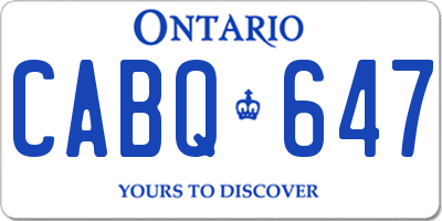 ON license plate CABQ647