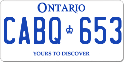 ON license plate CABQ653