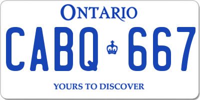 ON license plate CABQ667