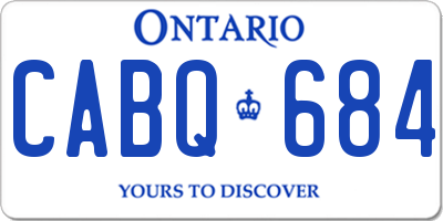 ON license plate CABQ684