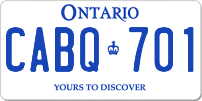 ON license plate CABQ701