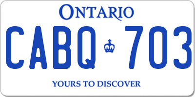 ON license plate CABQ703