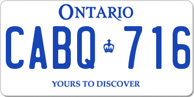 ON license plate CABQ716