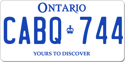 ON license plate CABQ744