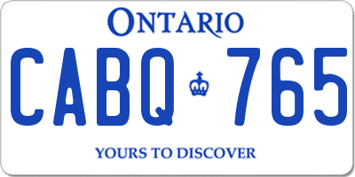 ON license plate CABQ765