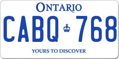 ON license plate CABQ768