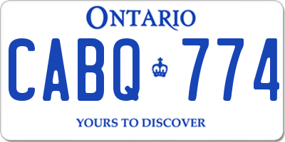 ON license plate CABQ774