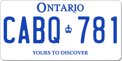 ON license plate CABQ781