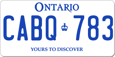 ON license plate CABQ783