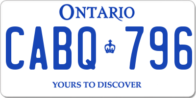 ON license plate CABQ796