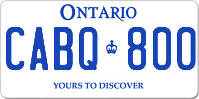 ON license plate CABQ800