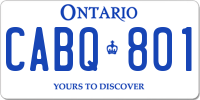 ON license plate CABQ801