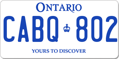 ON license plate CABQ802