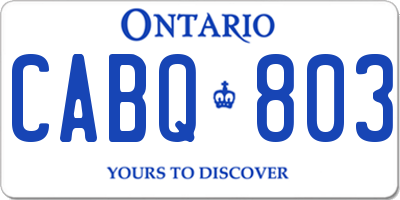 ON license plate CABQ803