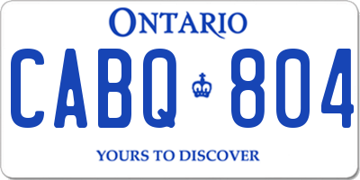 ON license plate CABQ804