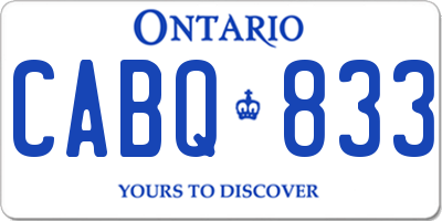 ON license plate CABQ833