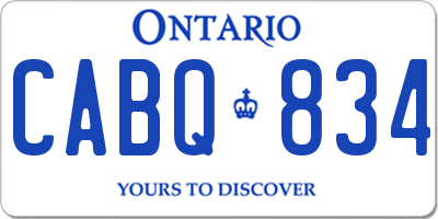 ON license plate CABQ834