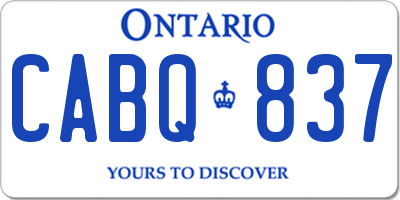 ON license plate CABQ837