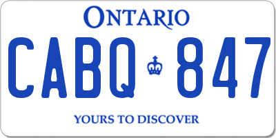 ON license plate CABQ847