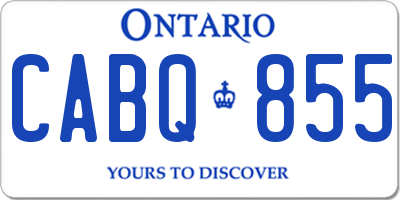 ON license plate CABQ855