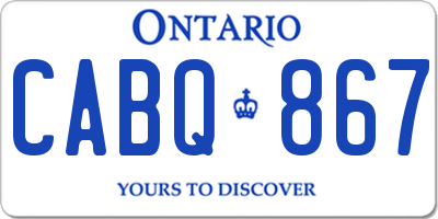 ON license plate CABQ867