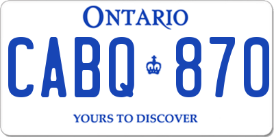 ON license plate CABQ870