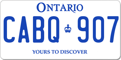 ON license plate CABQ907