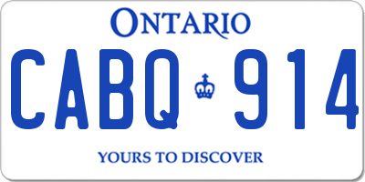 ON license plate CABQ914