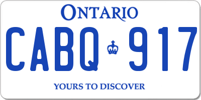 ON license plate CABQ917