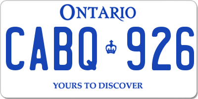 ON license plate CABQ926