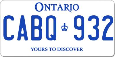 ON license plate CABQ932