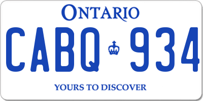 ON license plate CABQ934