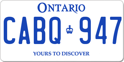 ON license plate CABQ947